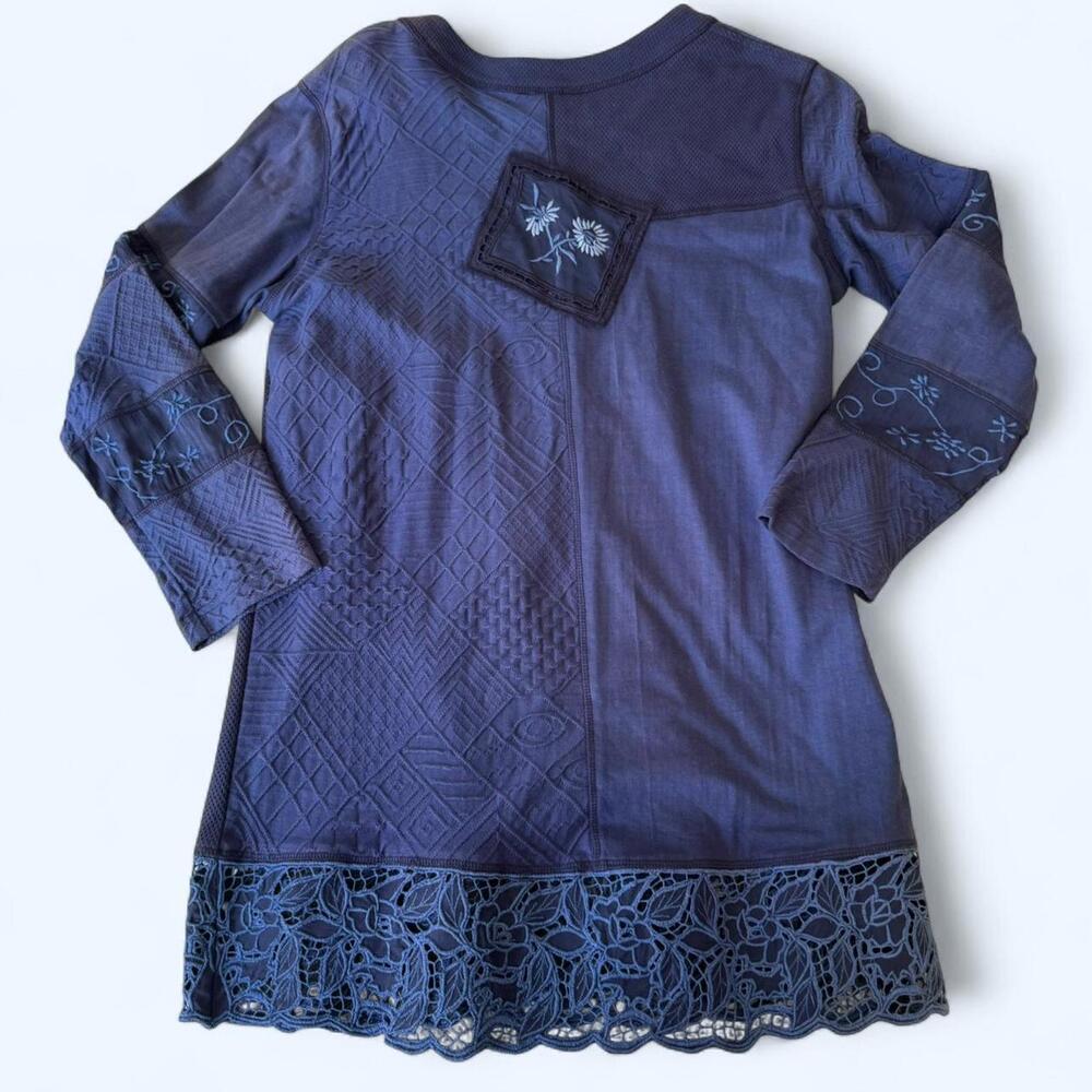 NWT Surya Handmade in Bali Patchwork Lace Long Sleeve Boho Tunic Top Size XS - Picture 2 of 4
